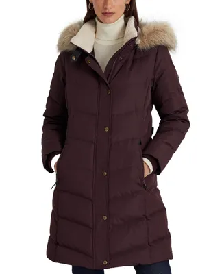 Lauren Ralph Lauren Women's Petite Faux-Fur-Trim Hooded Puffer Coat