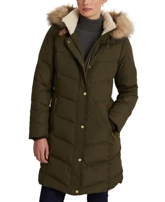 Lauren Ralph Lauren Women's Plus Size Faux-Fur-Trim Hooded Puffer Coat