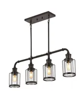 Abbott 34" 4-Light Farmhouse Industrial Iron, Glass Linear Led Pendant