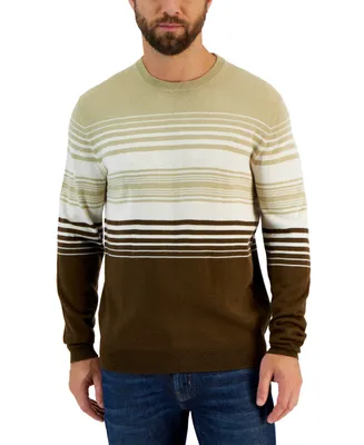 Club Room Men's Dylan Merino Striped Long Sleeve Crewneck Sweater, Created for Macy's