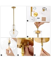 Watts 10.5" 1-Light Mid-Century Modern Iron, Glass Led Pendant