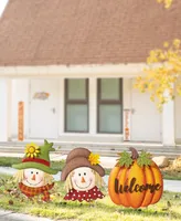 Glitzhome 46" H Fall Metal Stacked Scarecrow And Pumpkin Yard Stake