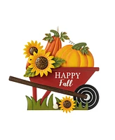 Glitzhome 30" H Fall Metal Wheel Barrow Pumpkin Yard Stake