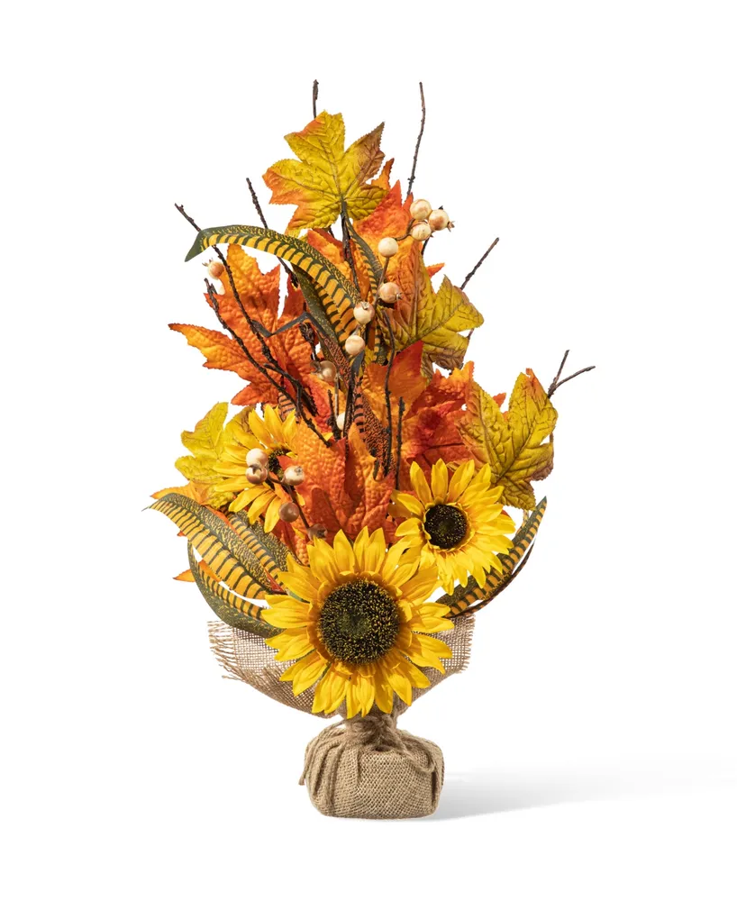 Glitzhome 21" H Fall Sunflower Leaf Table Tree