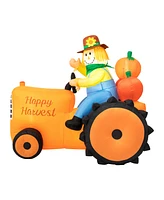 Glitzhome 7' Fall Lighted Inflatable Tractor Decor