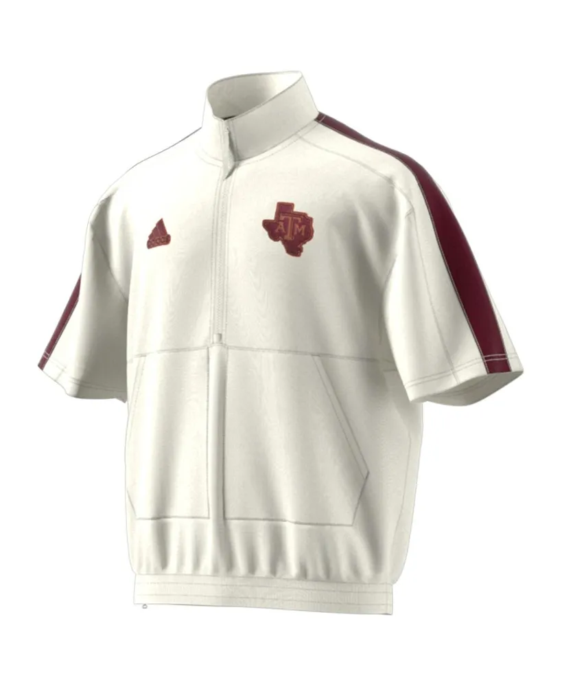 Men's adidas White Texas A&M Aggies Strategy Pullover Half-Zip Short Sleeve Jacket