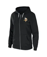 Women's Wear by Erin Andrews Black Minnesota Vikings Sponge Fleece Full-Zip Hoodie