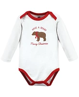 Hudson Baby Boys Unisex Cotton Long-Sleeve Bodysuits, Moose Be Christmas, 3-Pack