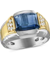 Bulova Men's Classic Lab Created Sapphire & Diamond (1/4 ct. t.w.) Ring 14k Gold-Plated Sterling Silver