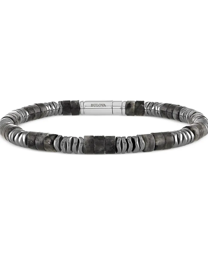 Bulova Men's Marine Star Beaded Bracelet in Sterling Silver