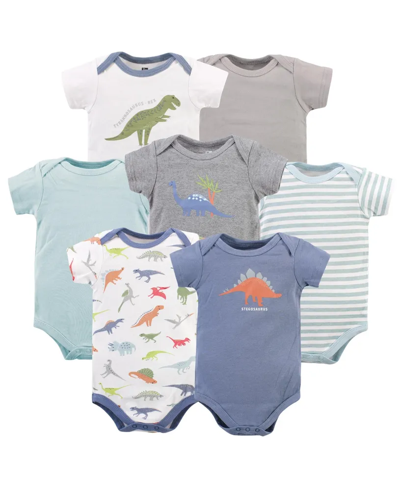 Hudson Baby Baby Boys Cotton Bodysuits, Stegosaurus, 7-Pack