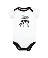 Hudson Baby Baby Girls Cotton Bodysuits, Udderly Adorable, 3-Pack