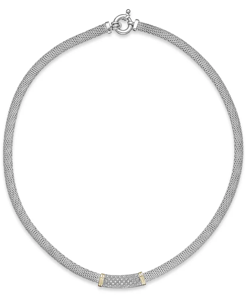 Diamond Mesh Collar Necklace in 14k Gold and Sterling Silver (1/4 ct. t.w.)