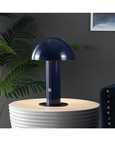 Boletus 10.75" Contemporary Bohemian Rechargeable, Cordless Iron Integrated Led Mushroom Table Lamp