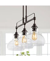 Marlowe 32.5" 3-Light Farmhouse Industrial Iron, Glass Linear Led Pendant