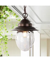 Manteo 8.25" 1-Light Farmhouse Industrial Iron, Glass Outdoor Led Pendant