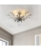 Elisana 26" 4-Light Contemporary Bohemian Iron, Acrylic Led Semi Flush Mount