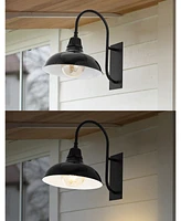 Stanley 12.25" 1-Light Farmhouse Industrial Indoor, Outdoor Iron Led Gooseneck Arm Sconce