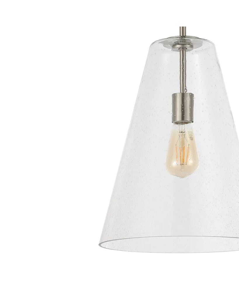 Arlo 11.5" 1-Light Mid-Century Modern Iron, Seeded Glass Led Pendant