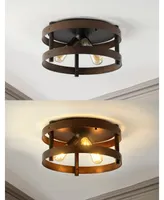 Cooper 16" 3-Light Farmhouse Industrial Iron Led Flush Mount