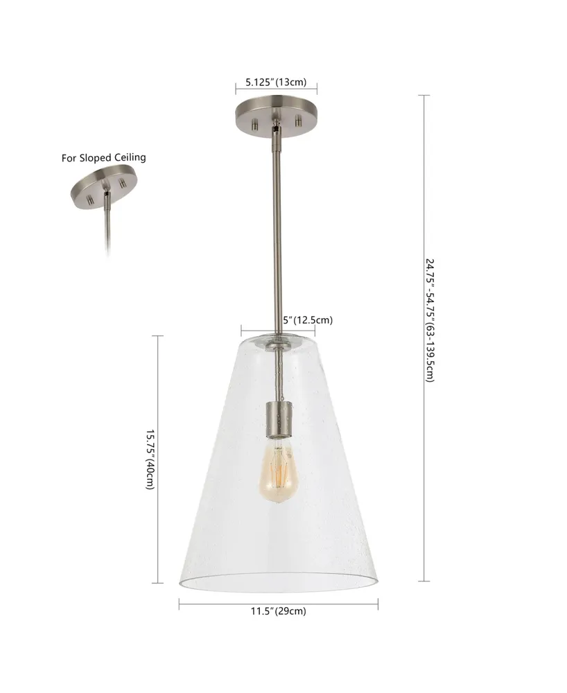 Arlo 11.5" 1-Light Mid-Century Modern Iron, Seeded Glass Led Pendant