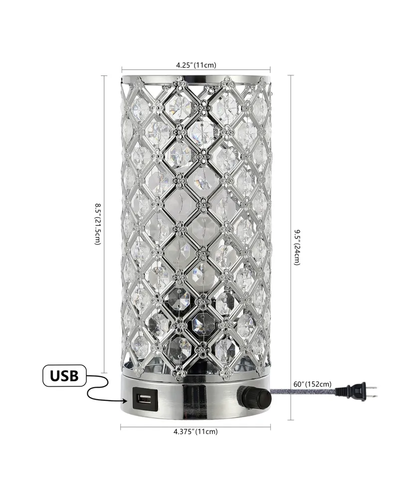 Lucie 9.5" Mid-Century Modern Iron, Acrylic Led Mini Uplight Table Lamp with Usb Charging Port and Smart Bulb