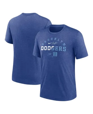 Men's Nike Heather Royal Brooklyn Dodgers Rewind Review Slash Tri-Blend T-shirt