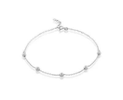 Sterling Silver Diamond Cut Beads Anklet