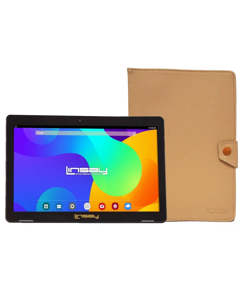 Linsay New 7" Wi-Fi Tablet computer with Brown Pu Leather Case 64GB Newest Android 13