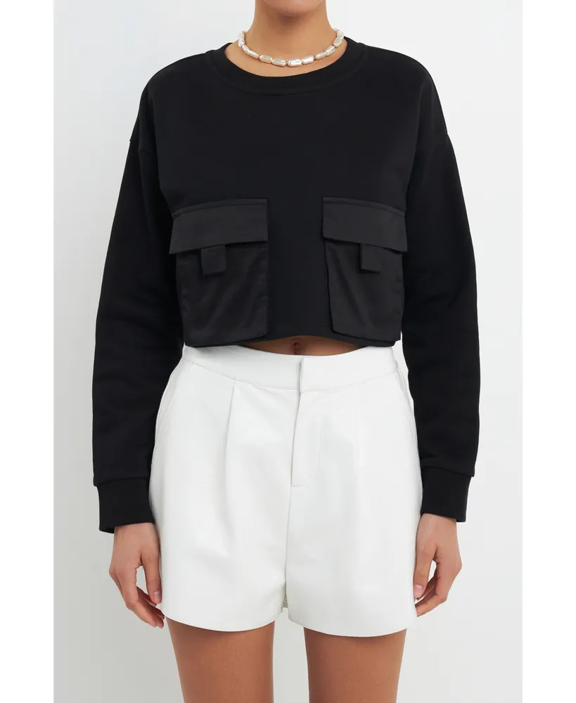 Women's Pockets Detail Cropped Sweatshirt