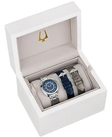 Bulova Women's Duality Diamond (1/8 ct. t.w.) Stainless Steel Bracelet Watch Box Set 34mm