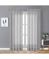 Kate Aurora Montauk Accents Ultra Lux 2 Piece Rod Pocket Silver Sheer Voile Window Curtain Panels - 84 in. Long