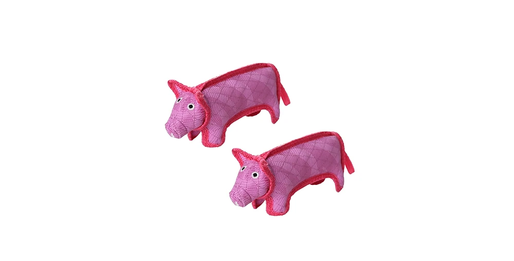 DuraForce Pig Tiger Pink-Pink, 2-Pack Dog Toys