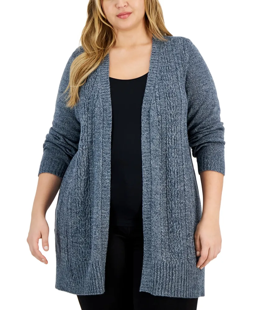 Karen Scott Petite Open-Front Knit Cardigan, Created for Macy's