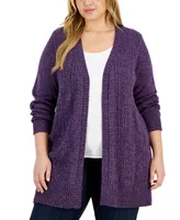 Karen Scott Plus Size Open-Front Duster Cardigan, Created for Macy's