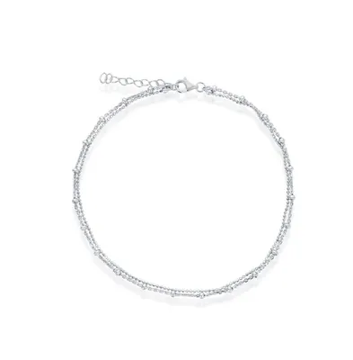 Sterling Silver Double Strand Bead Anklet