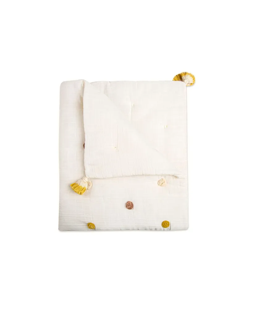 Crane Baby Baby Girls Kendi Pom Pom Quilted Blanket