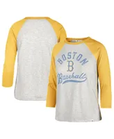 Women's '47 Brand Gray Boston Red Sox City Connect Retro Daze Ava Raglan 3/4-Sleeve T-shirt