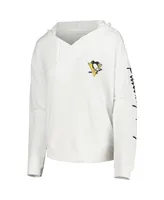 Women's Concepts Sport White Pittsburgh Penguins Accord Hacci Long Sleeve Hoodie T-shirt