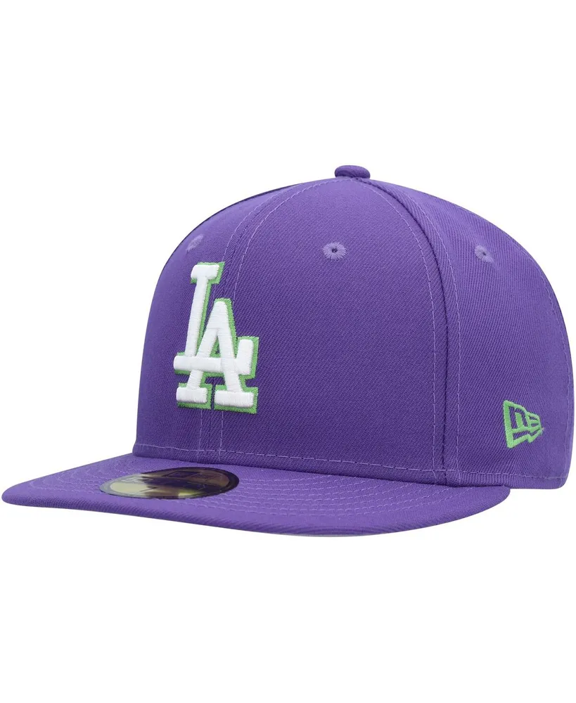 Men's New Era Purple Los Angeles Dodgers Lime Side Patch 59FIFTY Fitted Hat