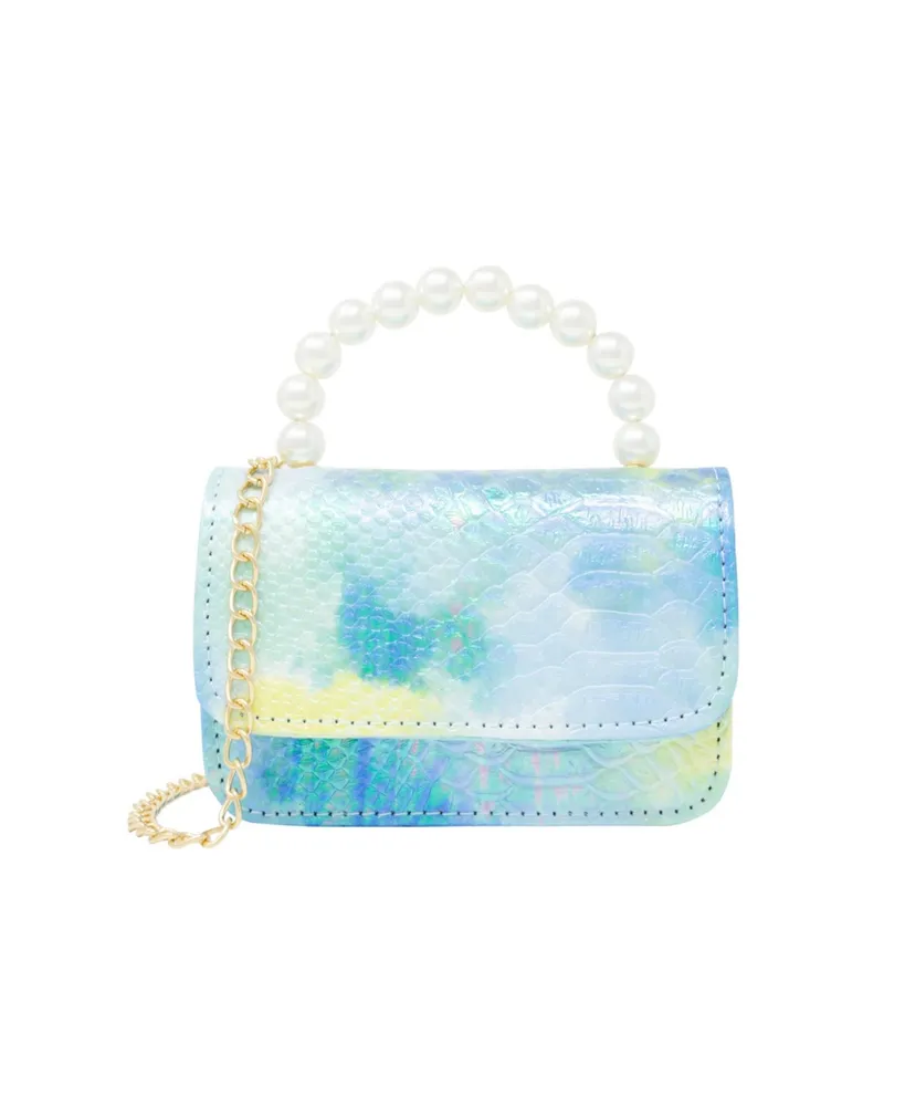 Girl's Tie Dye Crocodile Pearl Handle Handbag