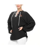 Women's Fanatics Black Arizona Coyotes Spirit Lace-Up V-Neck Long Sleeve Jersey T-shirt