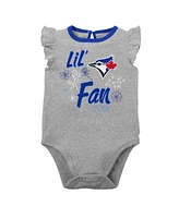 Newborn and Infant Boys Girls Royal, Heather Gray Toronto Blue Jays Little Fan Two-Pack Bodysuit Set