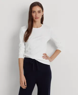 Lauren Ralph Cotton-Blend Long-Sleeve Top