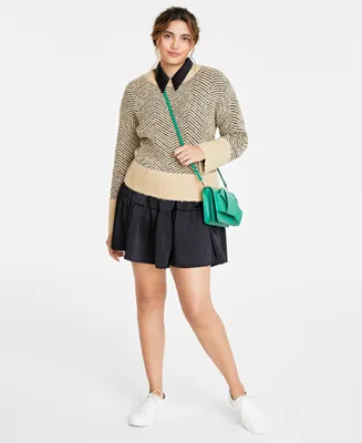 On 34th Women's Herringbone Crewneck Sweater, Created for Macy's