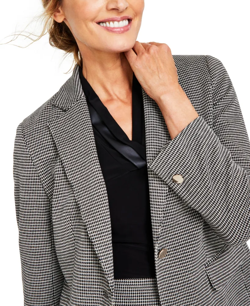 Anne Klein Women's Mini Houndstooth One-Button Jacket