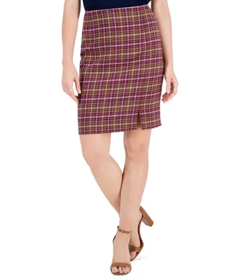 Tahari Asl Women's Printed Slit-Front Boucle Pencil Skirt