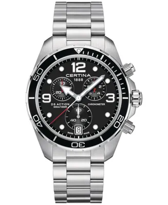 Certina Men's Swiss Chronograph Ds Action Stainless Steel Bracelet Watch 43mm