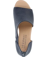 Journee Collection Women's Aretha Perforated Peep Toe Wedge Sandals