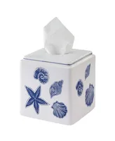 Avanti Ibiza Shells Hand-Painted Stoneware Tissue Box Cover